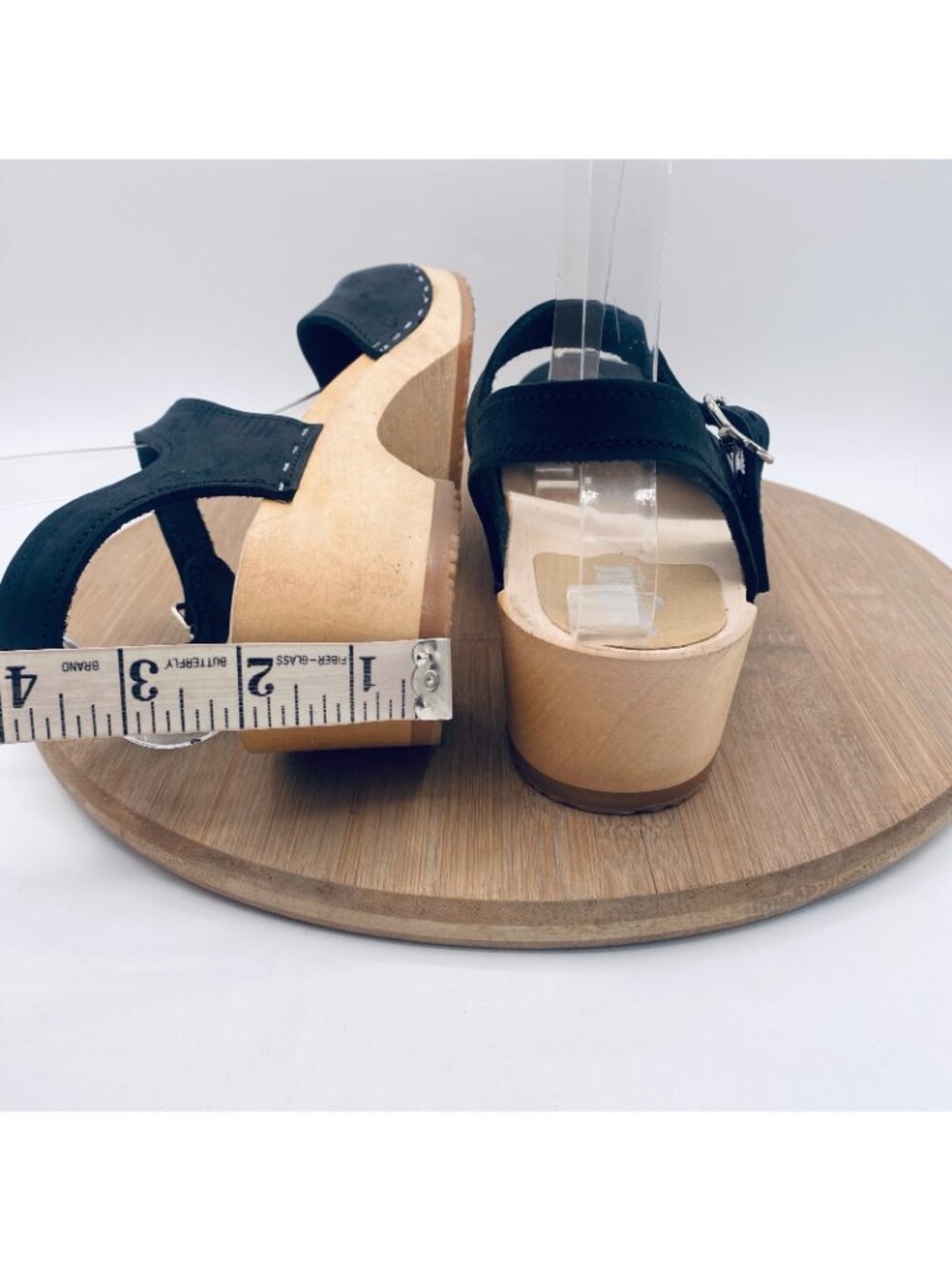 Sandgrens Swedish Wooden Clogs Womens 9 40 Black Leather Mary Jane Handmade - Picture 8 of 12